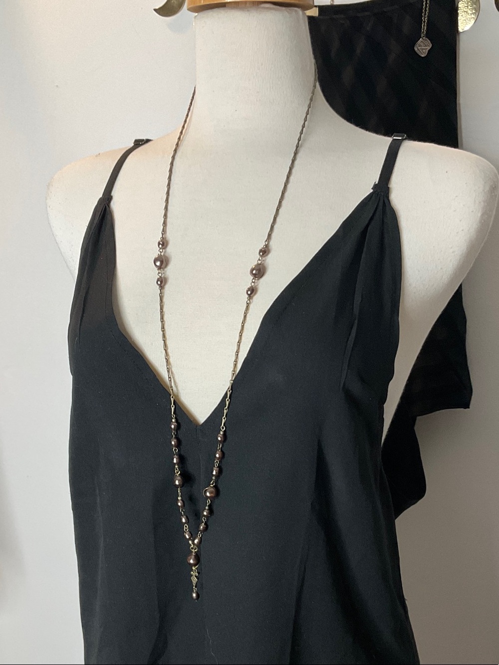 Bronze long Lariat style necklace